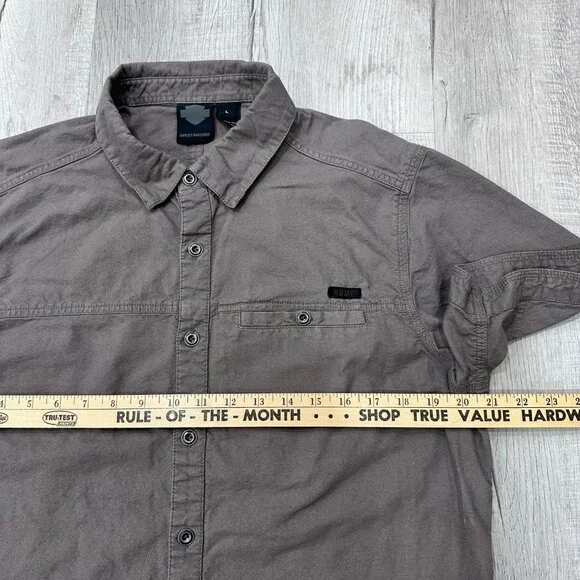 Harley Davidson Shirt Mens Large Short Sleeve Gray HDMC Button Down Biker - Picture 7 of 11